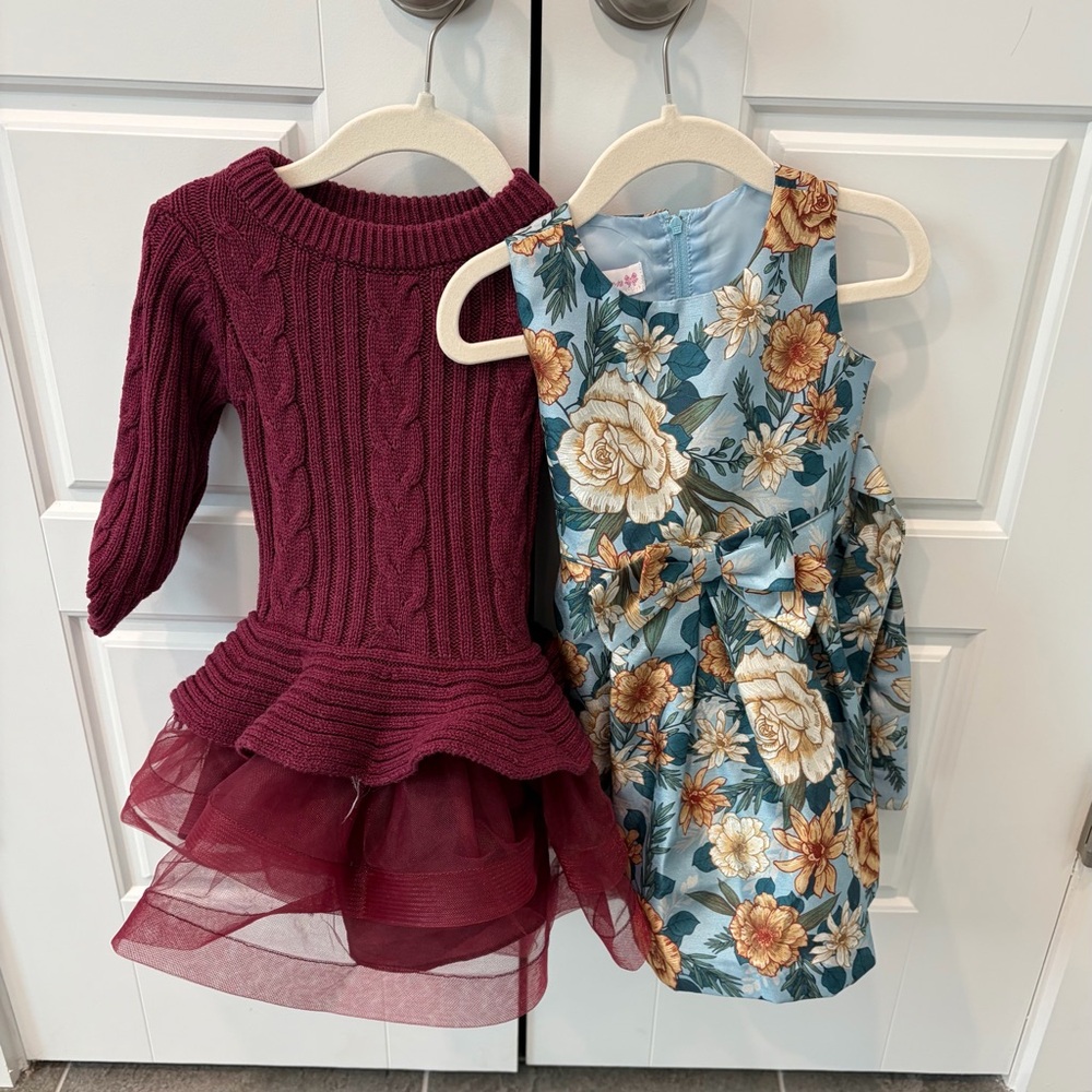 Lot of 2 Bonnie Jean toddler girls special occasion dresses, 2T, NWOT